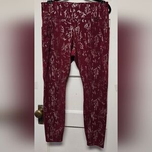 Avia Burgundy and Silver Patterned Leggings